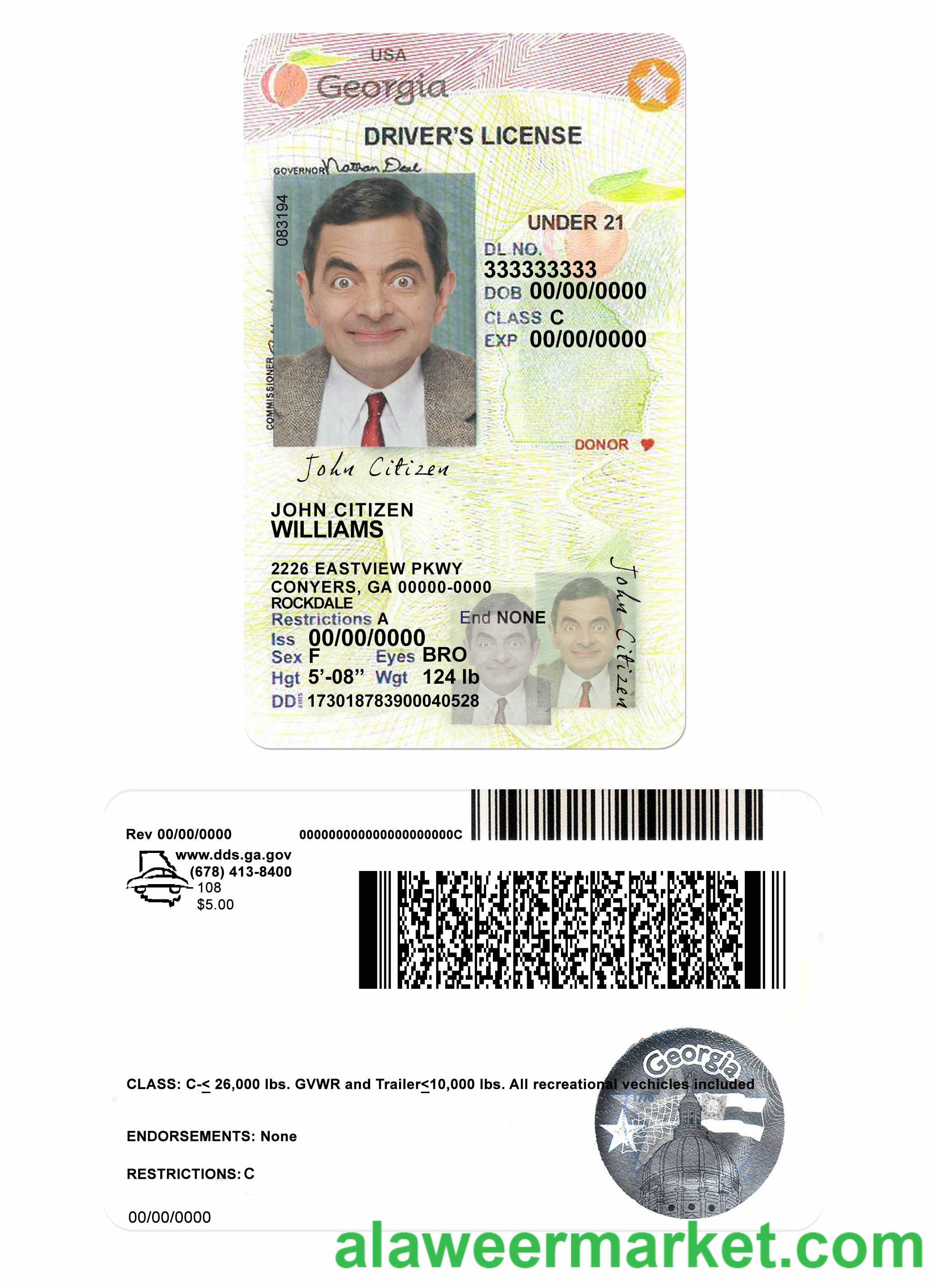 USA Georgia driving license under 21 2017-2019